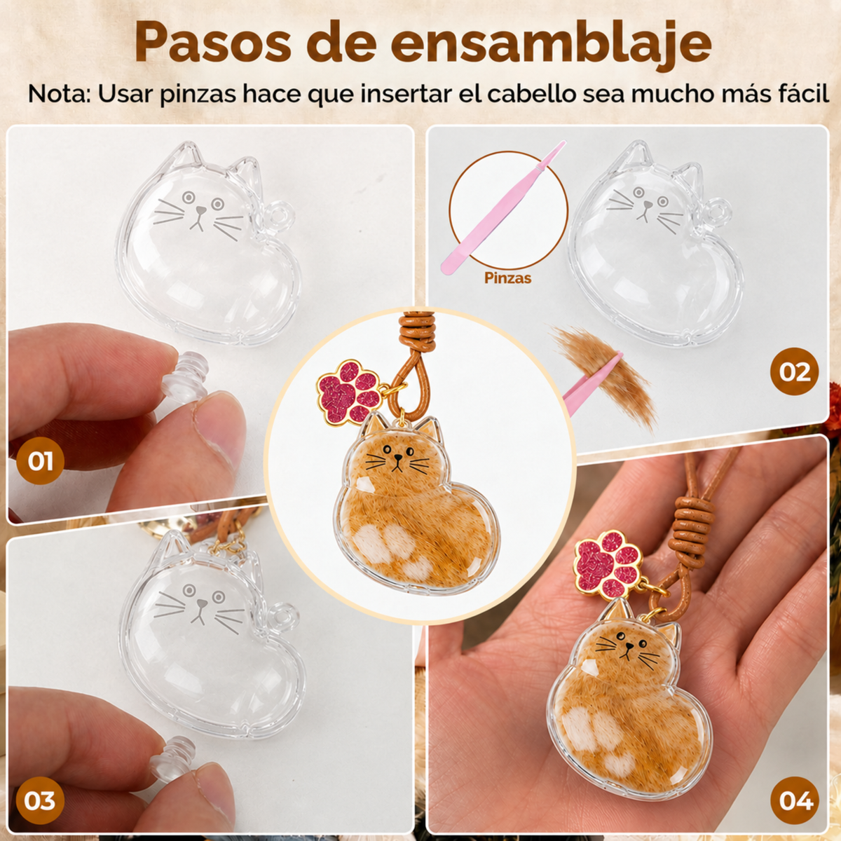 Llavero para guardar pelo de gato