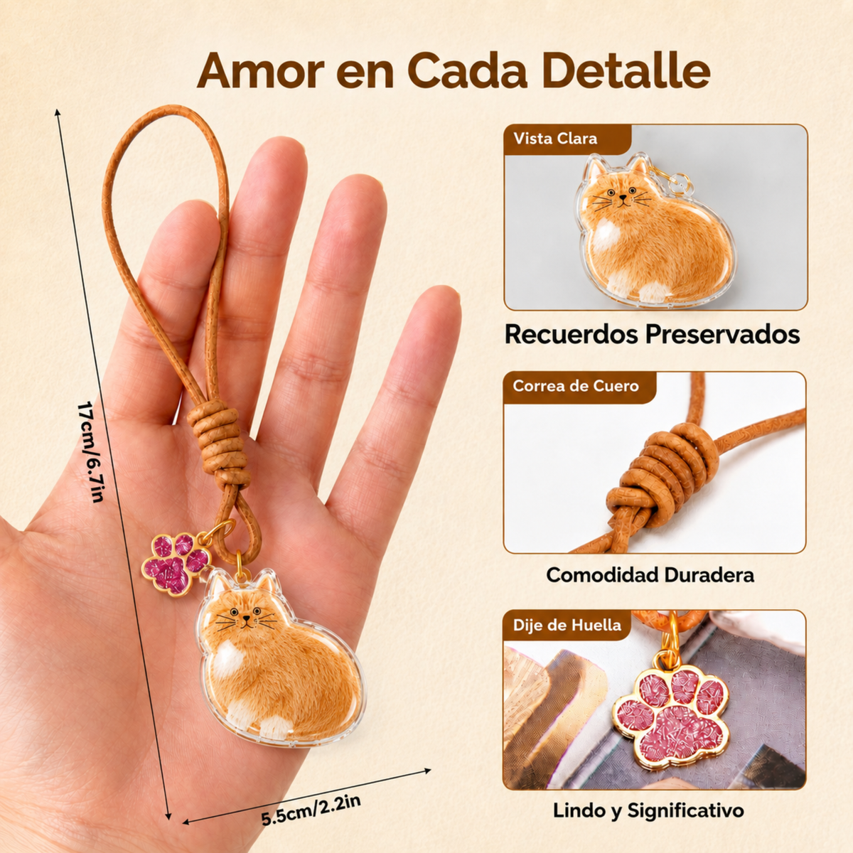 Llavero para guardar pelo de gato